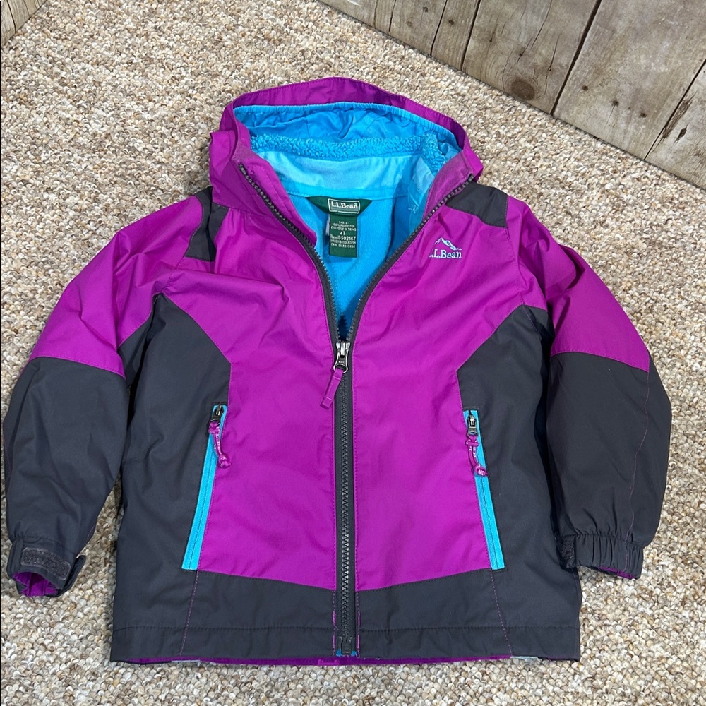 L.L. Bean 4T Wildcat 3 in 1 Purple Gray & Blue Hooded Jacket - Picture 14 of 14